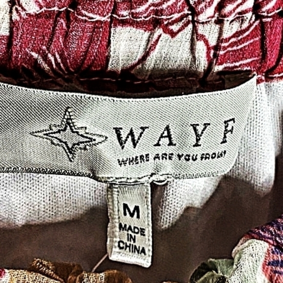 Wayf M Pink And White Floral Off Shoulder Baby Doll Chiffon Lined Crop Top - Picture 2 of 5